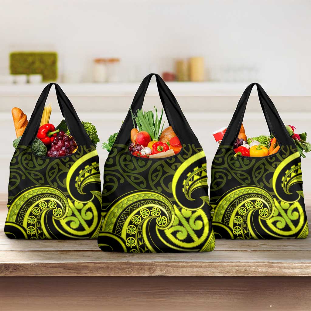 Lime Green New Zealand Mangopare Grocery Bag Aotearoa Maori Koru Style