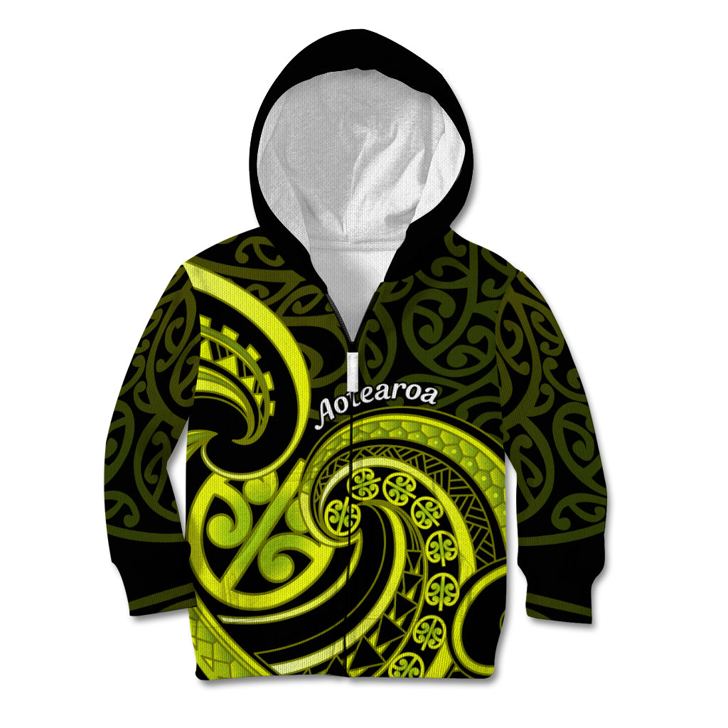 Lime Green New Zealand Mangopare Kid Hoodie Aotearoa Maori Koru Style LT14 Zip Hoodie Lime Green - Polynesian Pride