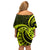 Lime Green New Zealand Mangopare Off Shoulder Short Dress Aotearoa Maori Koru Style LT14 - Polynesian Pride