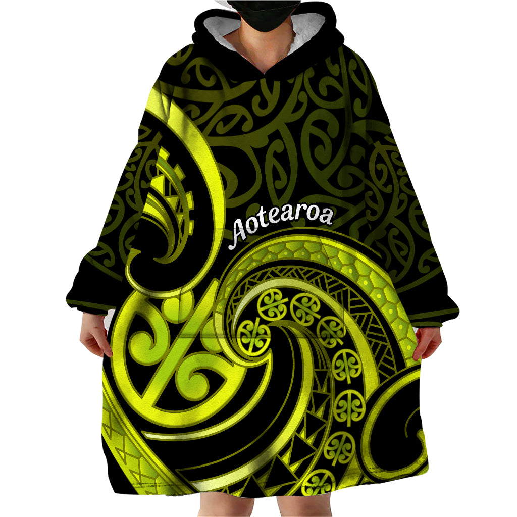 Lime Green New Zealand Mangopare Wearable Blanket Hoodie Aotearoa Maori Koru Style LT14 - Polynesian Pride
