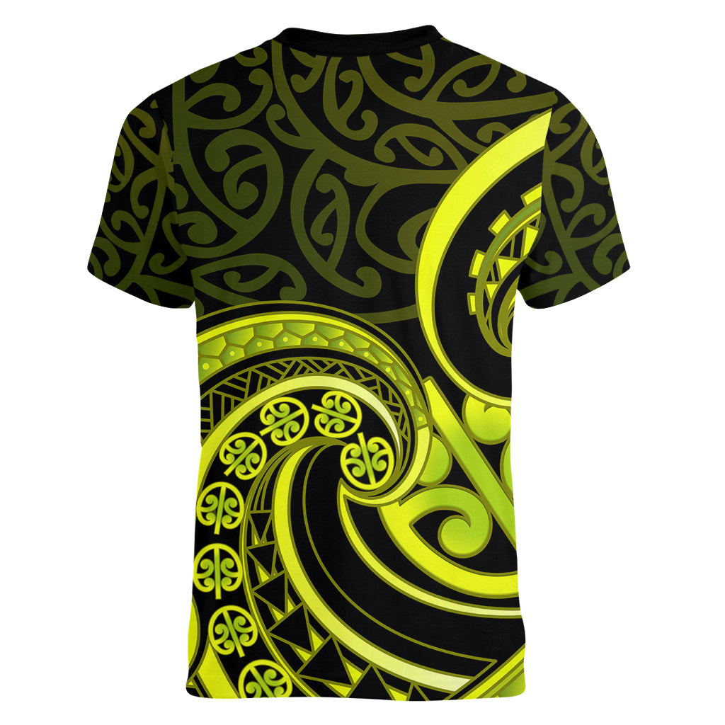 Lime Green New Zealand Mangopare Women V Neck T Shirt Aotearoa Maori Koru Style LT14 - Polynesian Pride