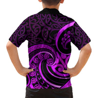Purple Aotearoa Mangopare Family Matching Short Sleeve Bodycon Dress and Hawaiian Shirt NZ Maori Koru Style LT14 - Polynesian Pride