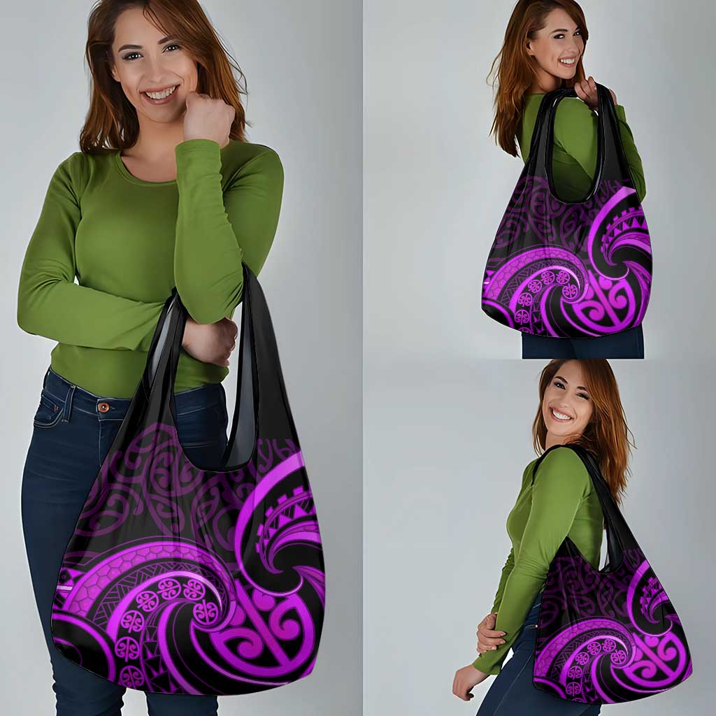 Purple Aotearoa Mangopare Grocery Bag NZ Maori Koru Style
