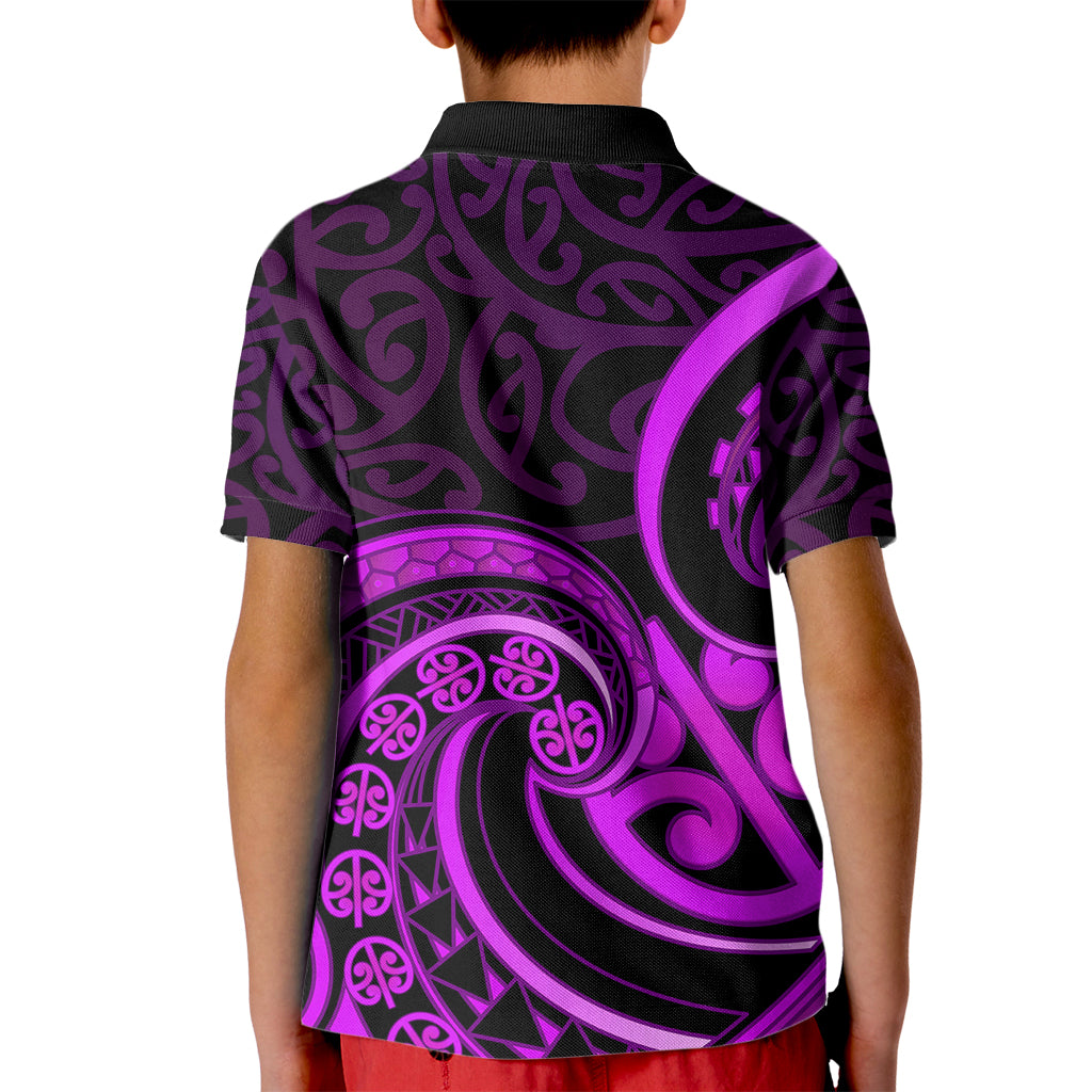 Purple Aotearoa Mangopare Kid Polo Shirt NZ Maori Koru Style LT14 - Polynesian Pride