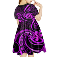 Purple Aotearoa Mangopare Kid Short Sleeve Dress NZ Maori Koru Style LT14 - Polynesian Pride