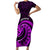 Purple Aotearoa Mangopare Short Sleeve Bodycon Dress NZ Maori Koru Style LT14 Long Dress Purple - Polynesian Pride