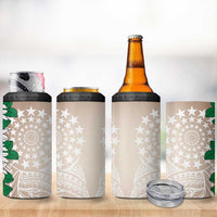 Cook Islands Tiare Maori With Conch Shell 4 in 1 Can Cooler Tumbler 2025 Pasifika Polynesian Tattoo