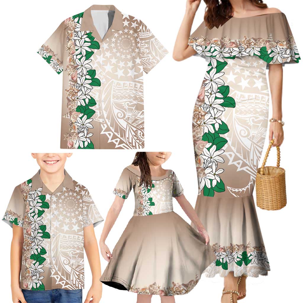 Cook Islands Tiare Maori With Conch Shell Family Matching Mermaid Dress and Hawaiian Shirt 2025 Pasifika Polynesian Tattoo