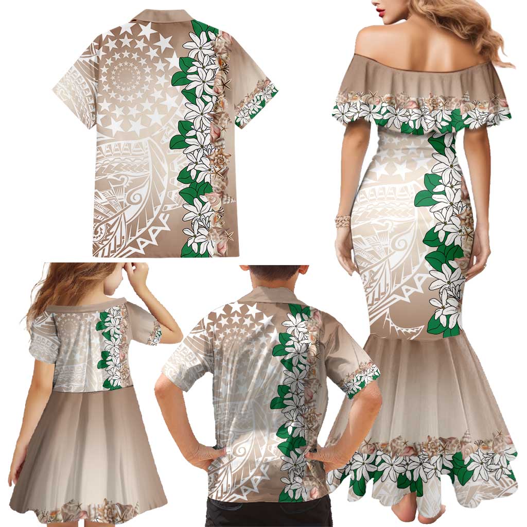 Cook Islands Tiare Maori With Conch Shell Family Matching Mermaid Dress and Hawaiian Shirt 2025 Pasifika Polynesian Tattoo