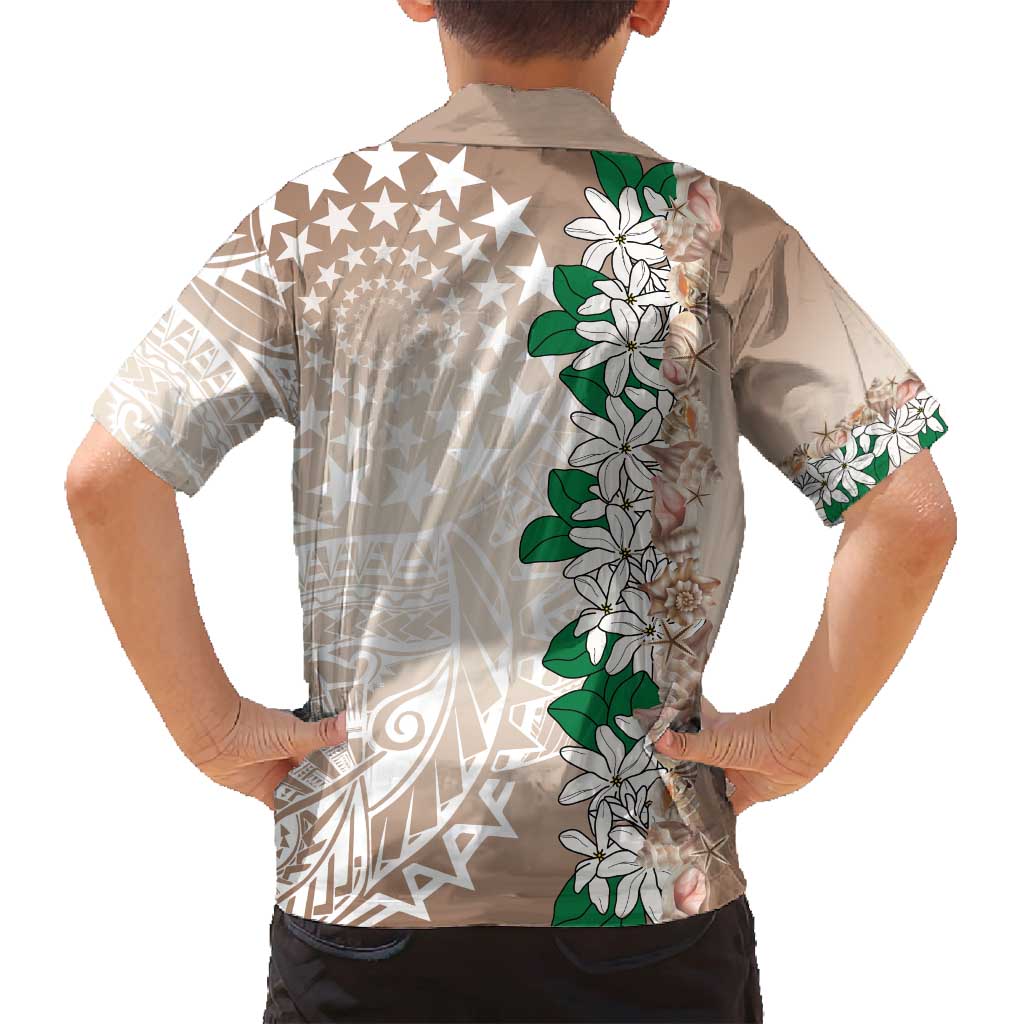 Cook Islands Tiare Maori With Conch Shell Family Matching Off Shoulder Maxi Dress and Hawaiian Shirt 2025 Pasifika Polynesian Tattoo LT14 - Polynesian Pride