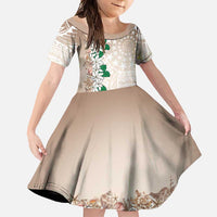 Cook Islands Tiare Maori With Conch Shell Family Matching Off Shoulder Maxi Dress and Hawaiian Shirt 2025 Pasifika Polynesian Tattoo LT14 Daughter's Dress Brown - Polynesian Pride