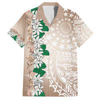 Cook Islands Tiare Maori With Conch Shell Family Matching Off Shoulder Maxi Dress and Hawaiian Shirt 2025 Pasifika Polynesian Tattoo LT14 Dad's Shirt - Short Sleeve Brown - Polynesian Pride