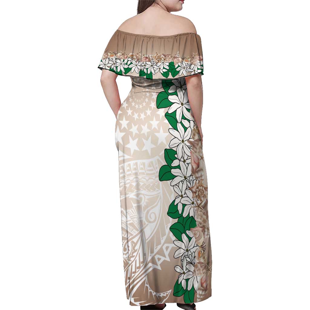 Cook Islands Tiare Maori With Conch Shell Family Matching Off Shoulder Maxi Dress and Hawaiian Shirt 2025 Pasifika Polynesian Tattoo LT14 - Polynesian Pride