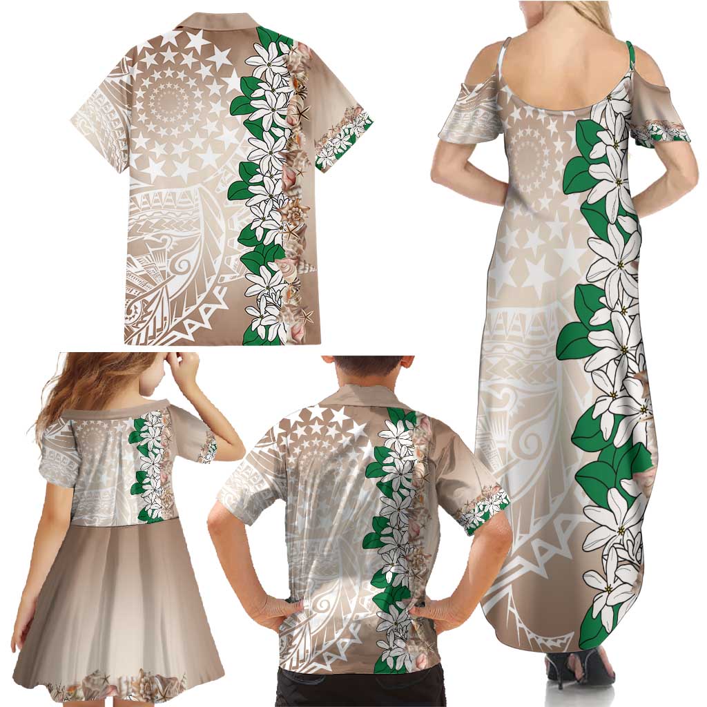 Cook Islands Tiare Maori With Conch Shell Family Matching Summer Maxi Dress and Hawaiian Shirt 2025 Pasifika Polynesian Tattoo LT14 - Polynesian Pride