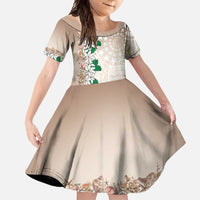 Cook Islands Tiare Maori With Conch Shell Family Matching Tank Maxi Dress and Hawaiian Shirt 2025 Pasifika Polynesian Tattoo LT14 Daughter's Dress Brown - Polynesian Pride