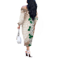 Cook Islands Tiare Maori With Conch Shell Off The Shoulder Long Sleeve Dress 2025 Pasifika Polynesian Tattoo