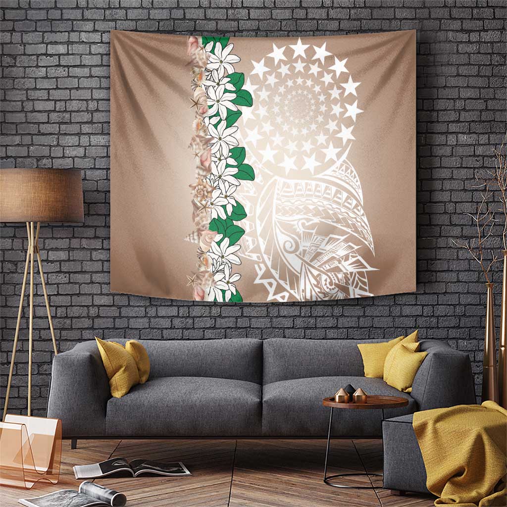 Cook Islands Tiare Maori With Conch Shell Tapestry 2025 Pasifika Polynesian Tattoo