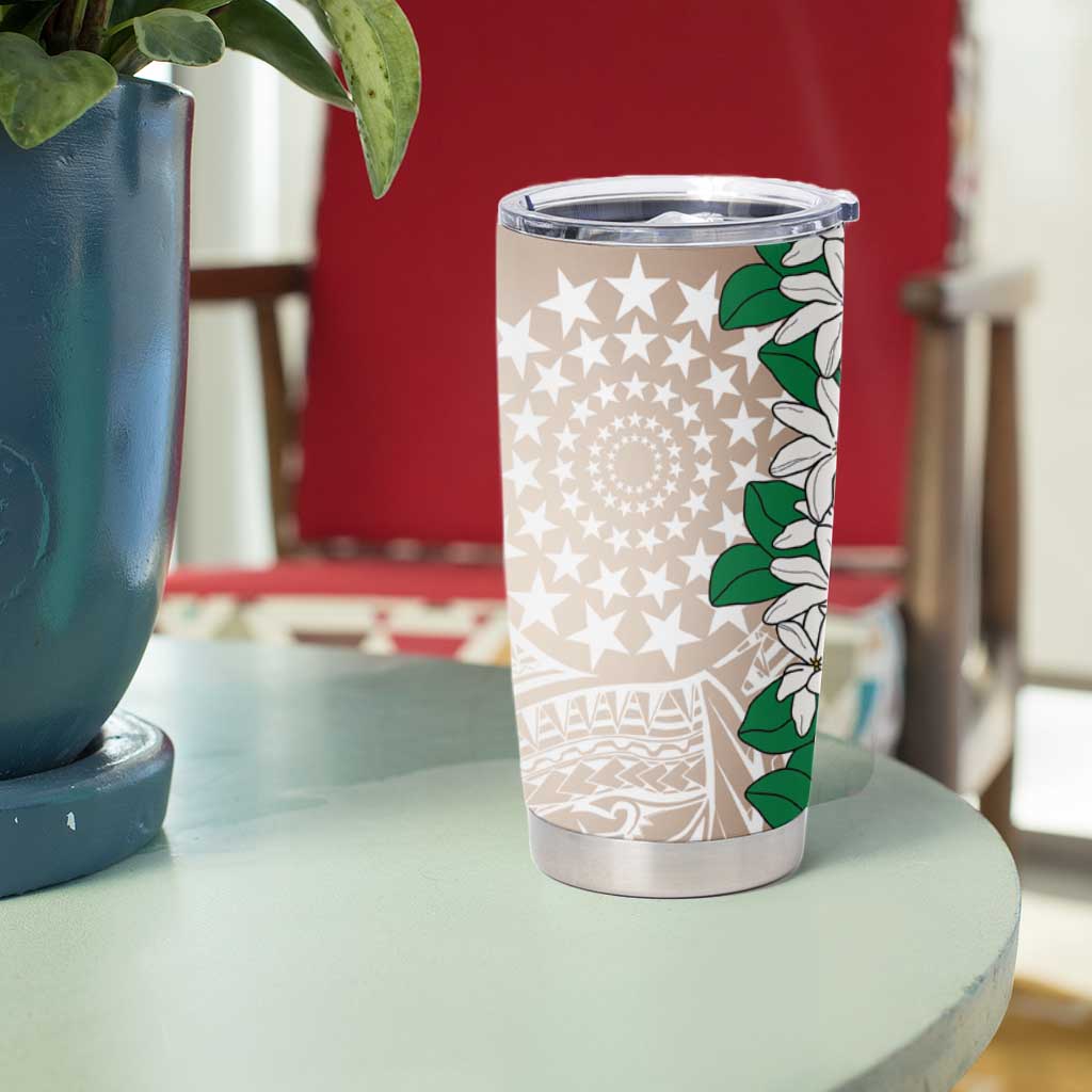 Cook Islands Tiare Maori With Conch Shell Tumbler Cup 2025 Pasifika Polynesian Tattoo