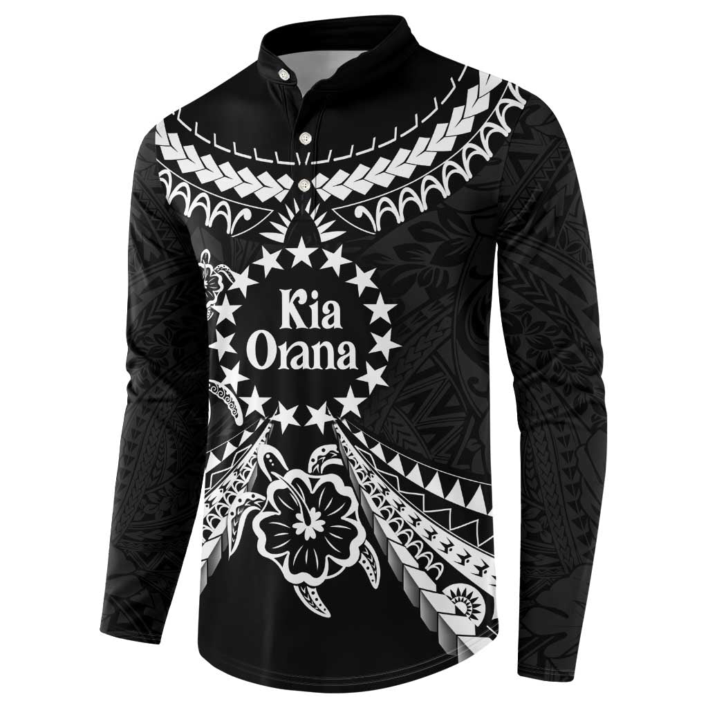 Kia Orana Cook Islands Button Sweatshirt 2025 Pasifika Polynesian Turtle Black Color