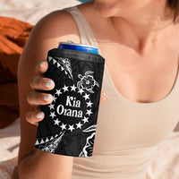 Kia Orana Cook Islands 4 in 1 Can Cooler Tumbler 2025 Pasifika Polynesian Turtle Black Color