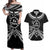 Kia Orana Cook Islands Couples Matching Off Shoulder Maxi Dress and Hawaiian Shirt 2025 Pasifika Polynesian Turtle Black Color