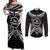 Kia Orana Cook Islands Couples Matching Off Shoulder Maxi Dress and Long Sleeve Button Shirt 2025 Pasifika Polynesian Turtle Black Color