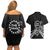 Kia Orana Cook Islands Couples Matching Off Shoulder Short Dress and Hawaiian Shirt 2025 Pasifika Polynesian Turtle Black Color