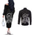 Kia Orana Cook Islands Couples Matching Off The Shoulder Long Sleeve Dress and Long Sleeve Button Shirt 2025 Pasifika Polynesian Turtle Black Color