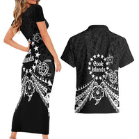Kia Orana Cook Islands Couples Matching Short Sleeve Bodycon Dress and Hawaiian Shirt 2025 Pasifika Polynesian Turtle Black Color LT14 - Polynesian Pride