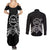 Kia Orana Cook Islands Couples Matching Summer Maxi Dress and Long Sleeve Button Shirt 2025 Pasifika Polynesian Turtle Black Color
