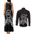 Kia Orana Cook Islands Couples Matching Tank Maxi Dress and Long Sleeve Button Shirt 2025 Pasifika Polynesian Turtle Black Color