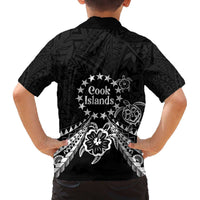 Kia Orana Cook Islands Family Matching Off The Shoulder Long Sleeve Dress and Hawaiian Shirt 2025 Pasifika Polynesian Turtle Black Color LT14 - Polynesian Pride