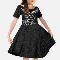 Kia Orana Cook Islands Family Matching Off The Shoulder Long Sleeve Dress and Hawaiian Shirt 2025 Pasifika Polynesian Turtle Black Color LT14 Daughter's Dress Black - Polynesian Pride