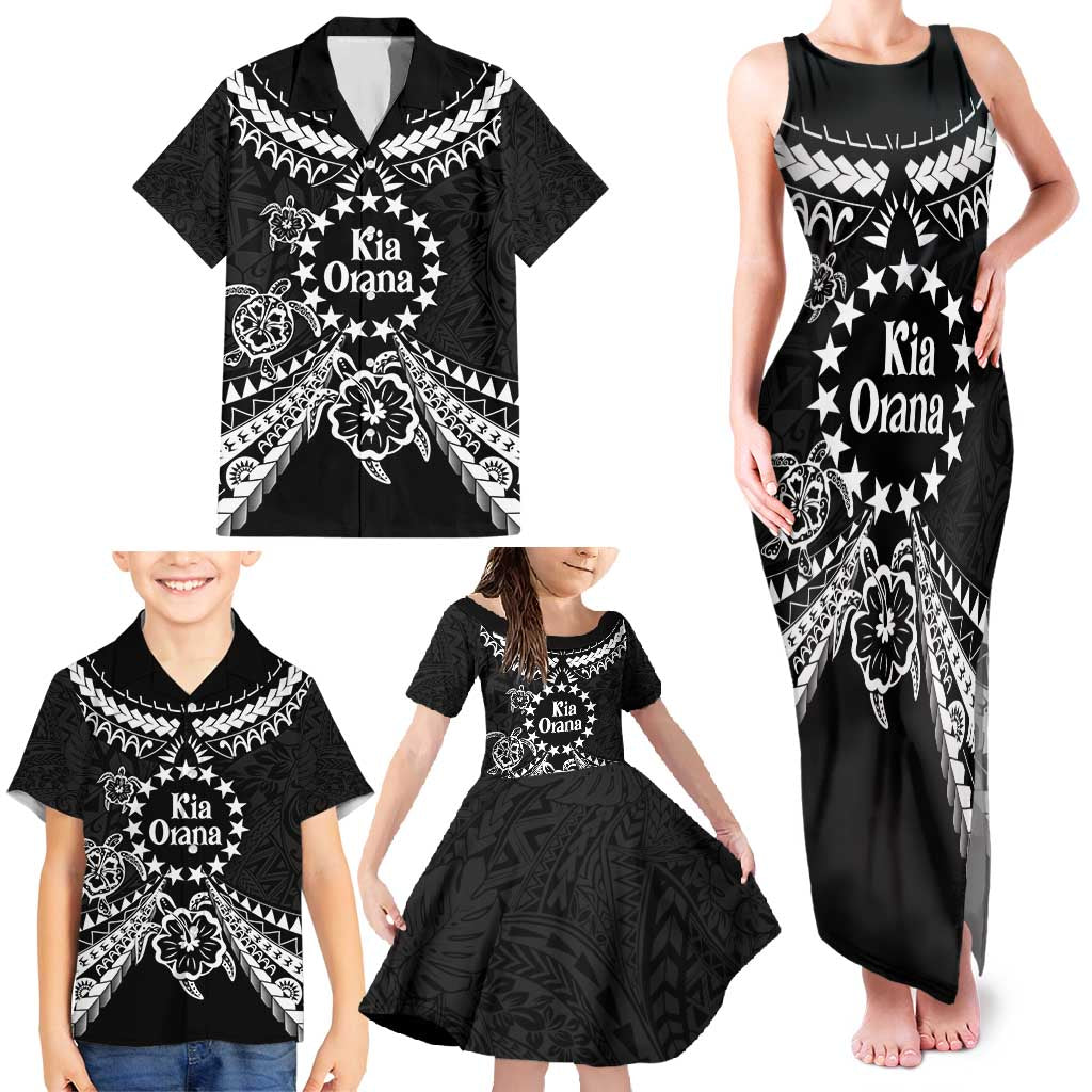 Kia Orana Cook Islands Family Matching Tank Maxi Dress and Hawaiian Shirt 2025 Pasifika Polynesian Turtle Black Color LT14 - Polynesian Pride