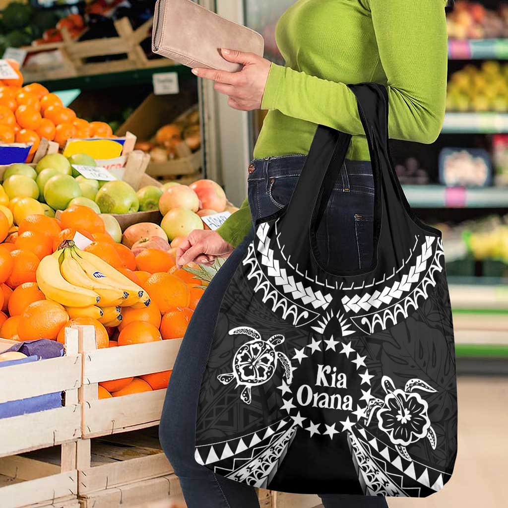Kia Orana Cook Islands Grocery Bag 2025 Pasifika Polynesian Turtle Black Color