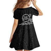 Kia Orana Cook Islands Kid Short Sleeve Dress 2025 Pasifika Polynesian Turtle Black Color