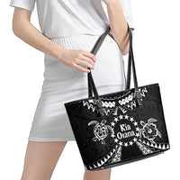 Kia Orana Cook Islands Leather Tote Bag 2025 Pasifika Polynesian Turtle Black Color