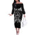 Kia Orana Cook Islands Off The Shoulder Long Sleeve Dress 2025 Pasifika Polynesian Turtle Black Color