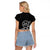 Kia Orana Cook Islands Raglan Cropped T Shirt 2025 Pasifika Polynesian Turtle Black Color