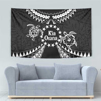 Kia Orana Cook Islands Tapestry 2025 Pasifika Polynesian Turtle Black Color