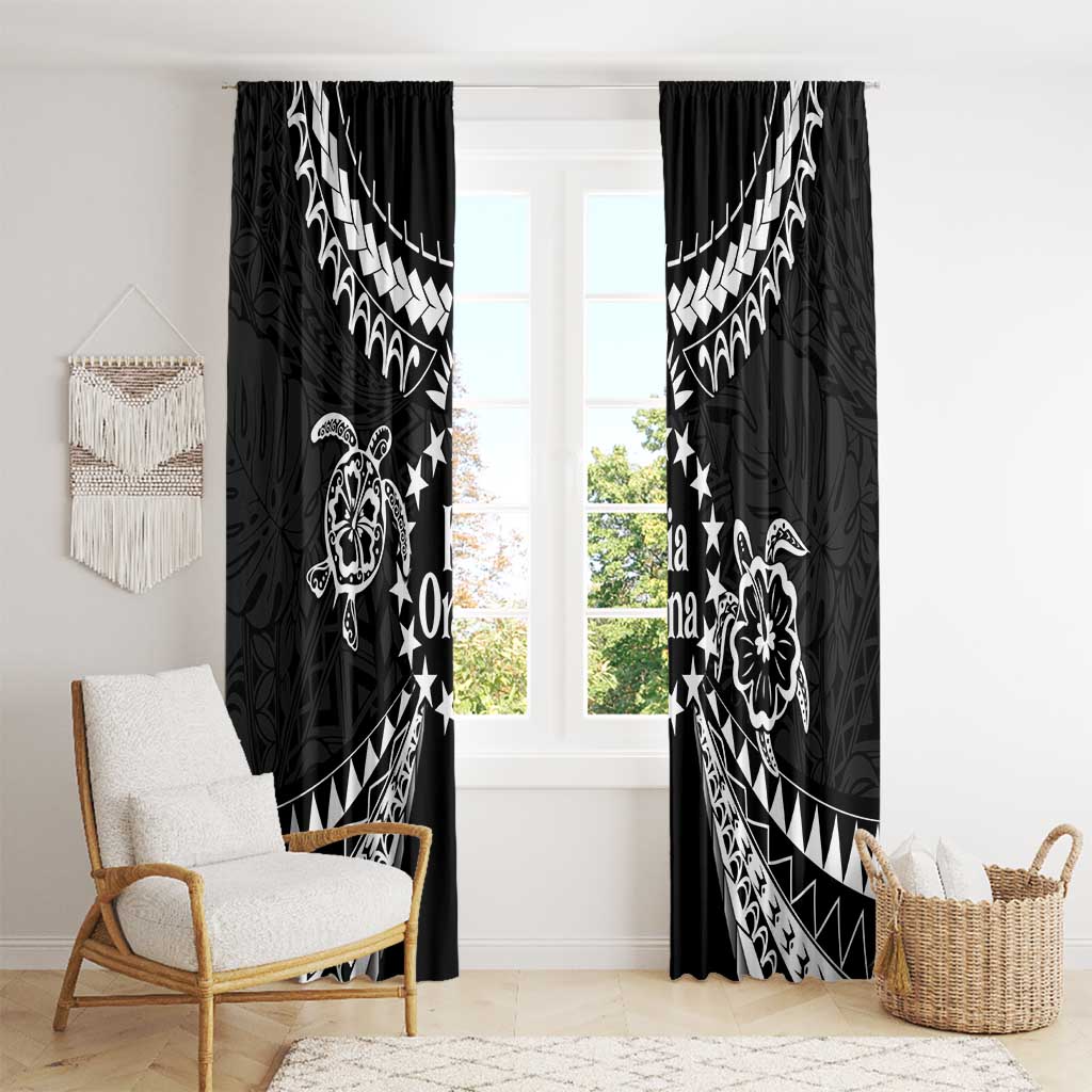 Kia Orana Cook Islands Window Curtain 2025 Pasifika Polynesian Turtle Black Color