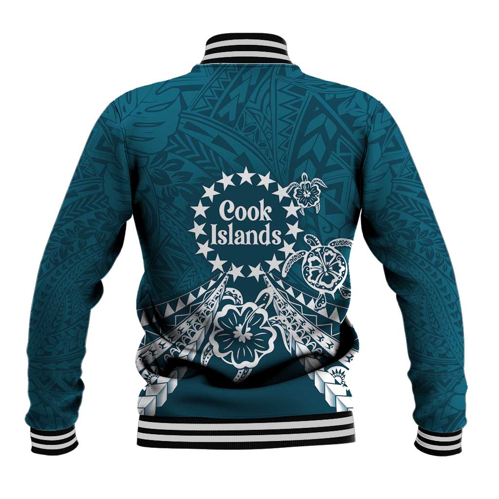 Kia Orana Cook Islands Baseball Jacket Polynesian Turtle Crowberry Blue Color