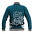 Kia Orana Cook Islands Baseball Jacket Polynesian Turtle Crowberry Blue Color