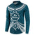 Kia Orana Cook Islands Button Sweatshirt Polynesian Turtle Crowberry Blue Color