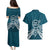 Kia Orana Cook Islands Couples Matching Puletasi and Hawaiian Shirt Polynesian Turtle Crowberry Blue Color