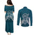Kia Orana Cook Islands Couples Matching Puletasi and Long Sleeve Button Shirt Polynesian Turtle Crowberry Blue Color