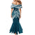 Kia Orana Cook Islands Family Matching Mermaid Dress and Hawaiian Shirt Polynesian Turtle Crowberry Blue Color