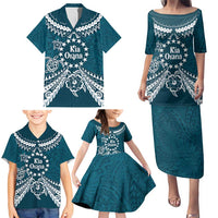 Kia Orana Cook Islands Family Matching Puletasi and Hawaiian Shirt Polynesian Turtle Crowberry Blue Color LT14 - Polynesian Pride