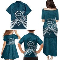 Kia Orana Cook Islands Family Matching Puletasi and Hawaiian Shirt Polynesian Turtle Crowberry Blue Color LT14 - Polynesian Pride