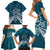 Kia Orana Cook Islands Family Matching Short Sleeve Bodycon Dress and Hawaiian Shirt Polynesian Turtle Crowberry Blue Color